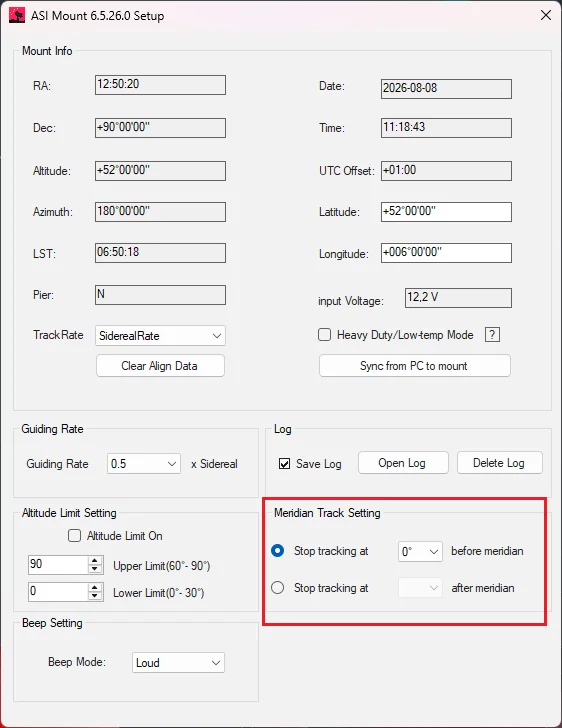 A screenshot showing the advanced mount settings