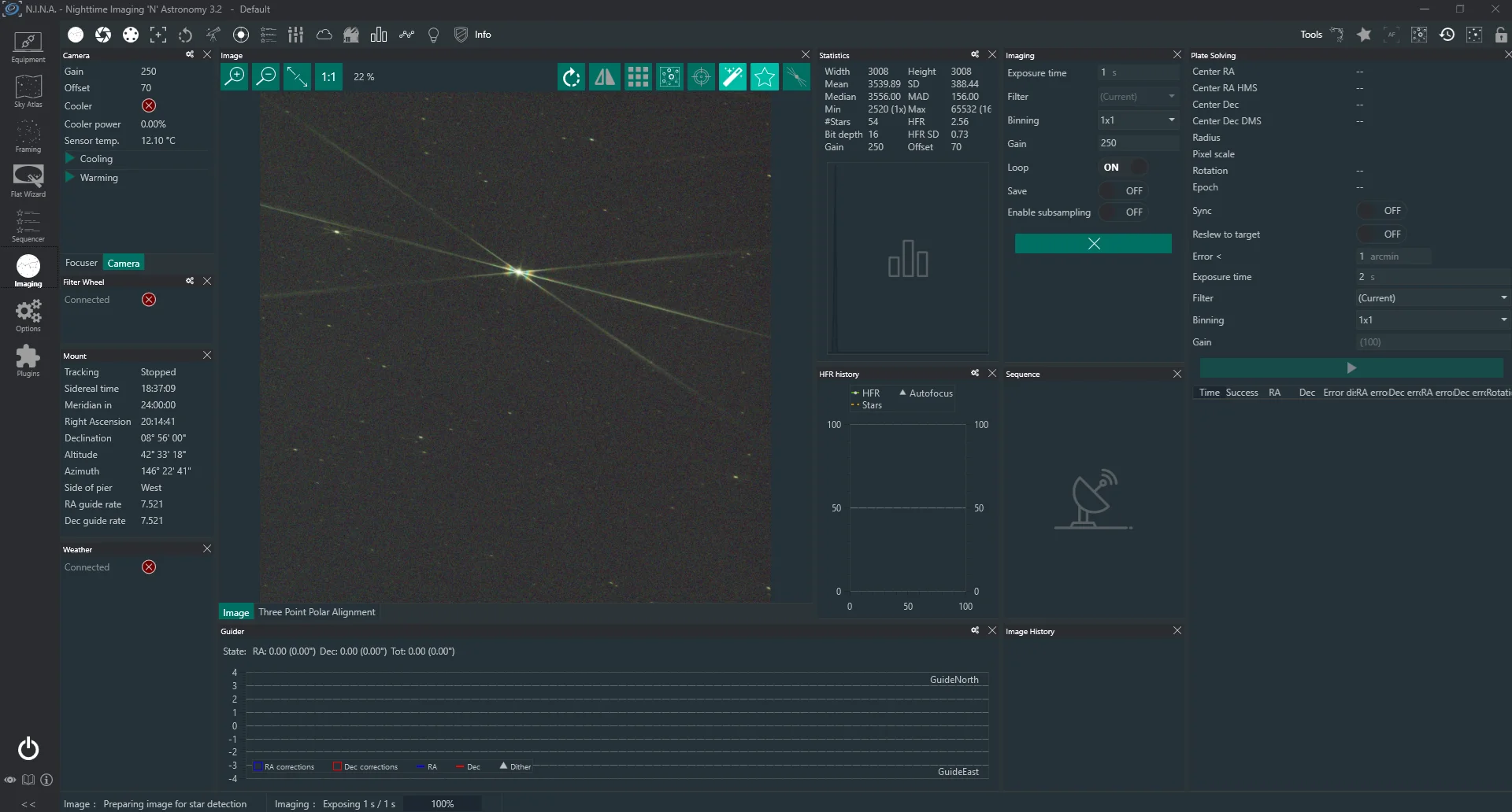 A picture in N.I.N.A. where it shows how the current focus is of the scope.